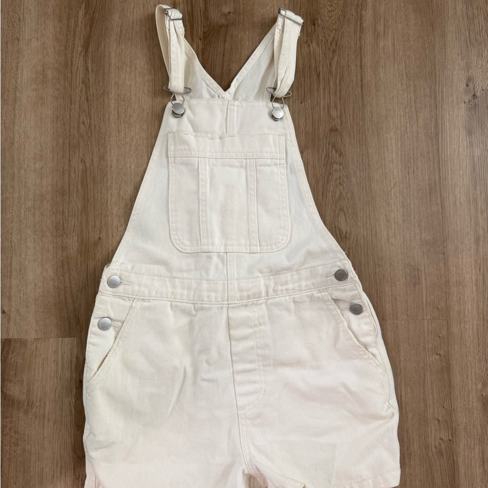 Billabong Cream Short Denim Overalls